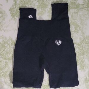 Womens Best Black Compression Shorts with White Logo *Extremely Worn Tag Cut Out